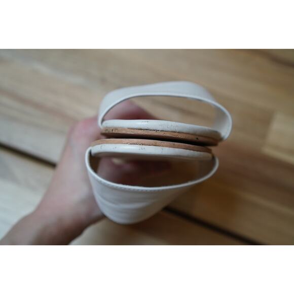 Lanne Classic White Leather Slip Ons Minimalist Simple Brazil Sandals Size 7 - Picture 7 of 9